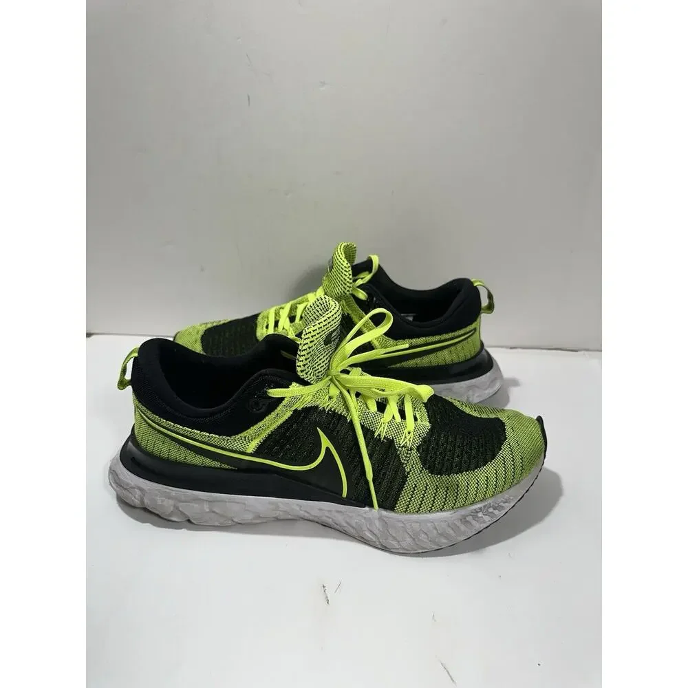 Nike Mens React Infinity Run Flyknit 2 Volt Black Running Shoes CT2357-700 Sz 14